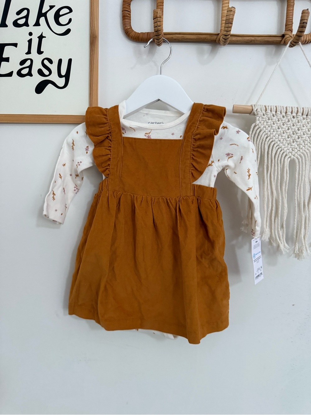 Carter’s Just One You - 6m - NWT light corduroy dress with long sleeve onesie